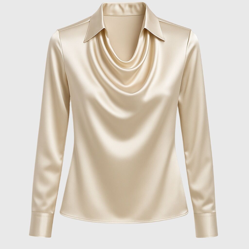 Sylvie | Blouse avec éclat luxueux et col plissé