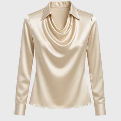 Sylvie | Blouse avec éclat luxueux et col plissé