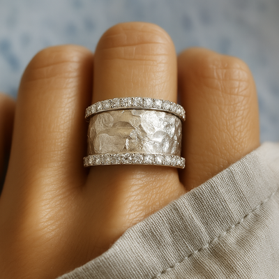 Bague en Zirconia Argenté Vintage