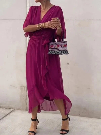 Monica™ - Robe élégante en chiffon de soie avec un séduisant décolleté en V