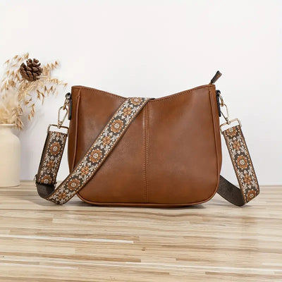 Sac à bandoulière pour femme - Cuir végétalien - Lanière réglable - Élégant & quotidien