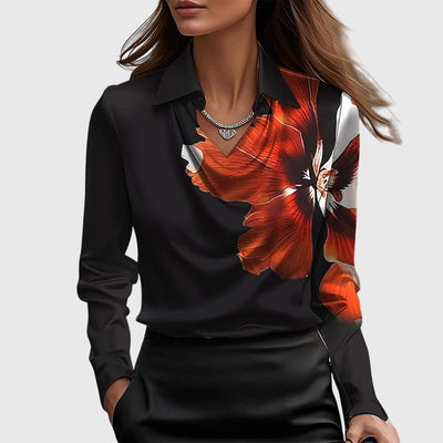 Sylvie | Blouse avec éclat luxueux et col plissé