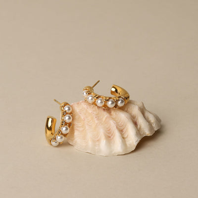 Mini Boucles d’Oreilles Huggies avec Perles