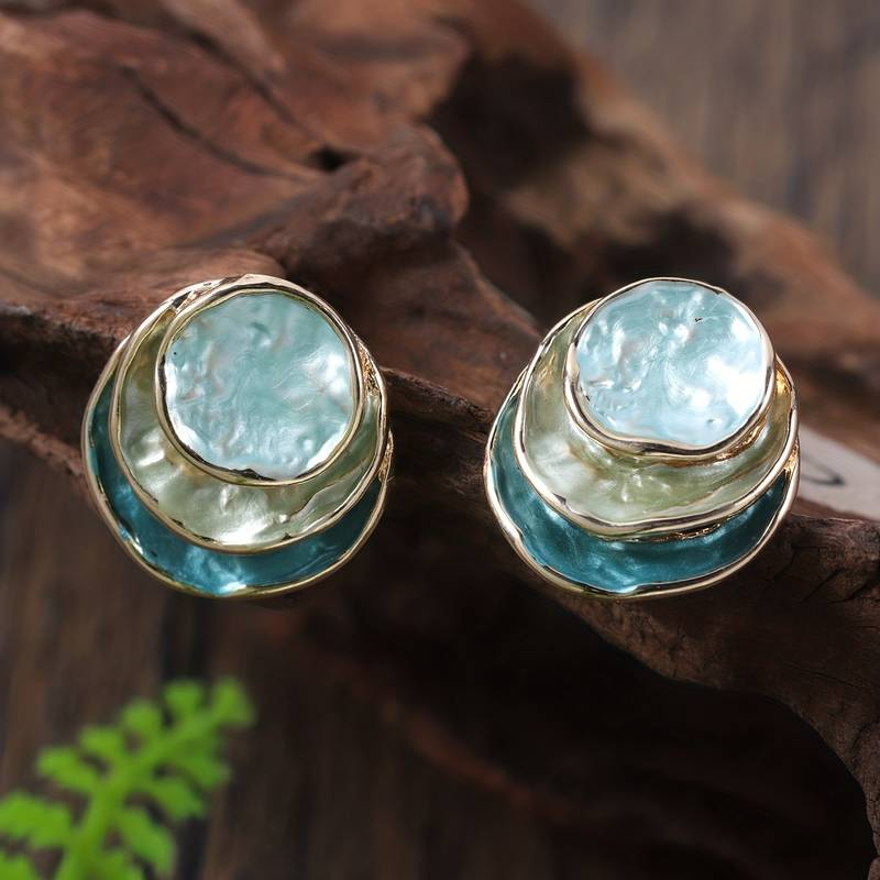 Boucles d'oreilles en bois de mer peintes à la main
