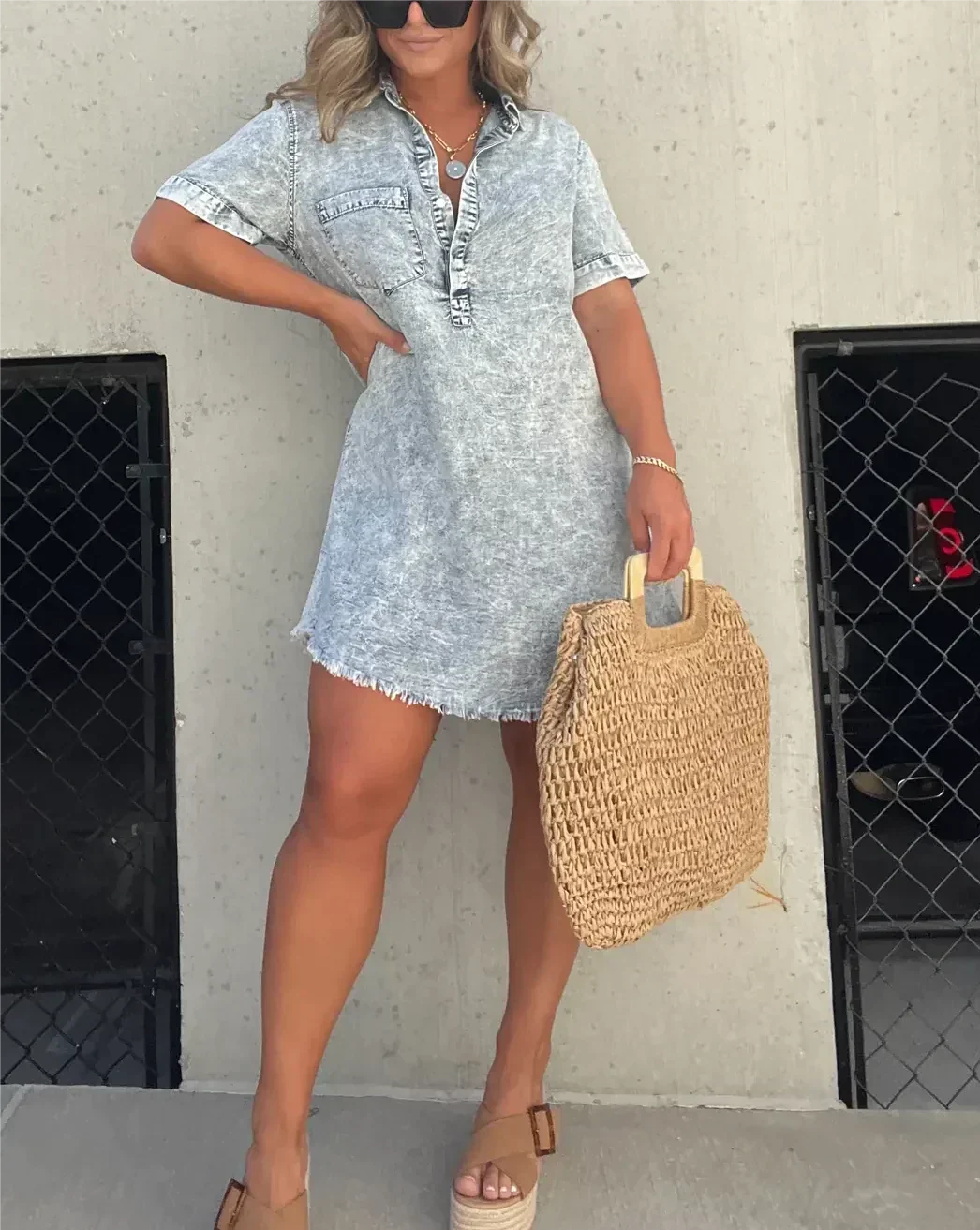 Vera™ - Robe chemise en denim élégante