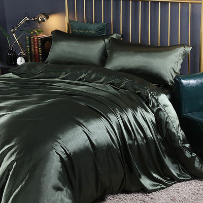 Satinluxe – Ensemble De Literie En Soie/Satin De 4 Pièces Avec Housse De Couette, Taies D’Oreiller Et Drap