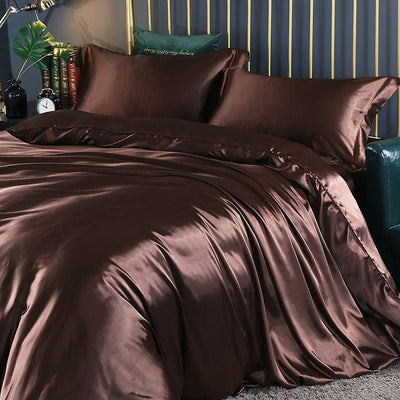 Satinluxe – Ensemble De Literie En Soie/Satin De 4 Pièces Avec Housse De Couette, Taies D’Oreiller Et Drap