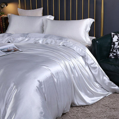 Satinluxe – Ensemble De Literie En Soie/Satin De 4 Pièces Avec Housse De Couette, Taies D’Oreiller Et Drap