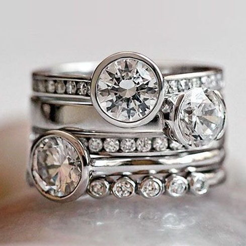 Bague Superposée en Argent Vintage & Cristal