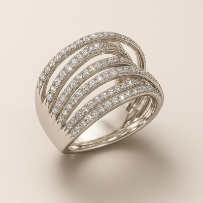 Bague en Argent Zirconia Superposée Vintage
