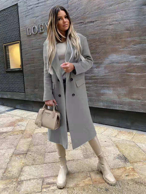Charlotte – Manteau Long Classique Pour Femme Avec Boutons Doubles