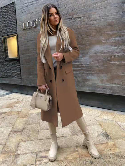 Charlotte – Manteau Long Classique Pour Femme Avec Boutons Doubles
