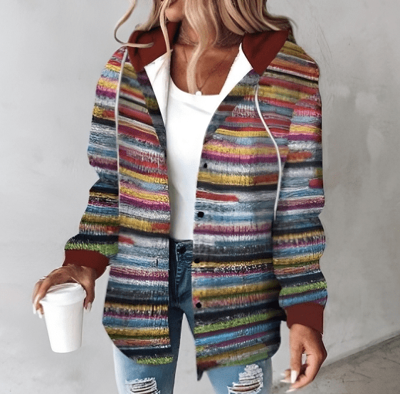Noémie – Manteau Élégant Avec Capuche Et Imprimé Raffiné