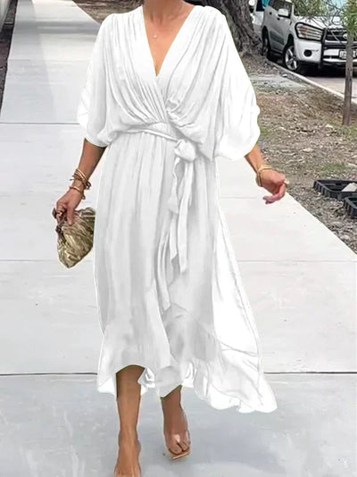 Monica™ - Robe élégante en chiffon de soie avec un séduisant décolleté en V