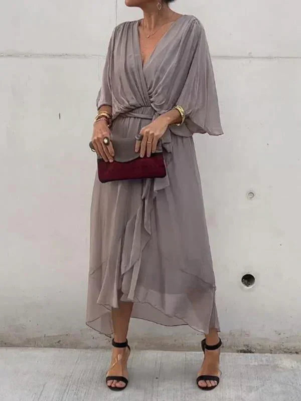 Monica™ - Robe élégante en chiffon de soie avec un séduisant décolleté en V