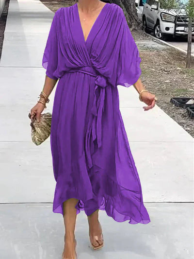 Monica™ - Robe élégante en chiffon de soie avec un séduisant décolleté en V