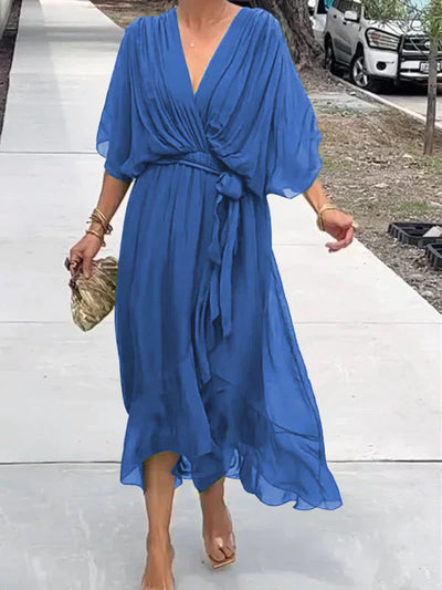 Monica™ - Robe élégante en chiffon de soie avec un séduisant décolleté en V