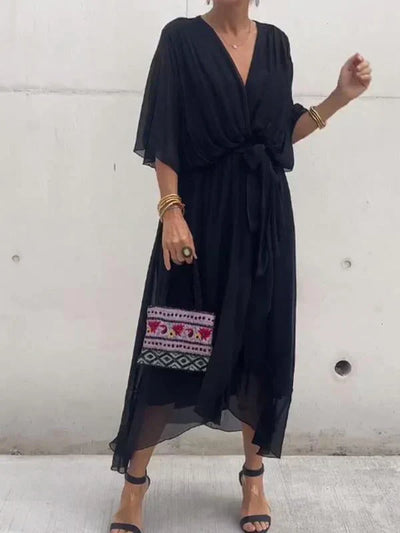 Monica™ - Robe élégante en chiffon de soie avec un séduisant décolleté en V
