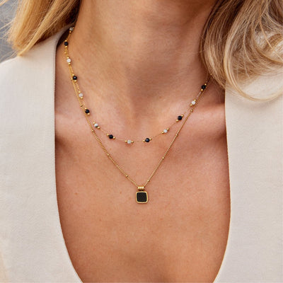 Collier en Pierre Luna Midnatt