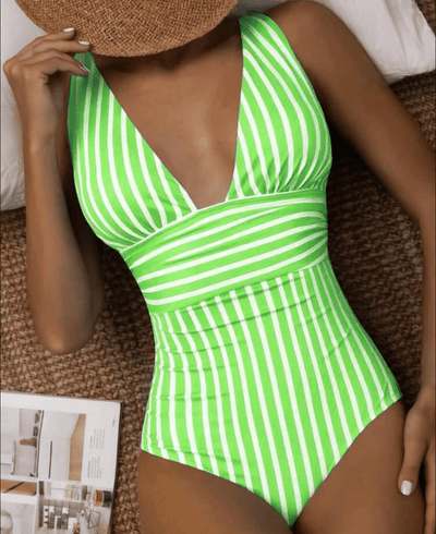 Maillot de Bain Élégant à Rayures pour Femmes