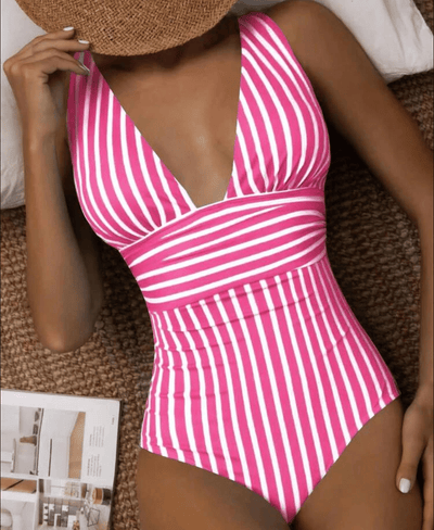 Maillot de Bain Élégant à Rayures pour Femmes