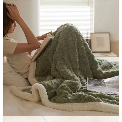 WarmWool - Couverture hiver laine d’agneau épaisse