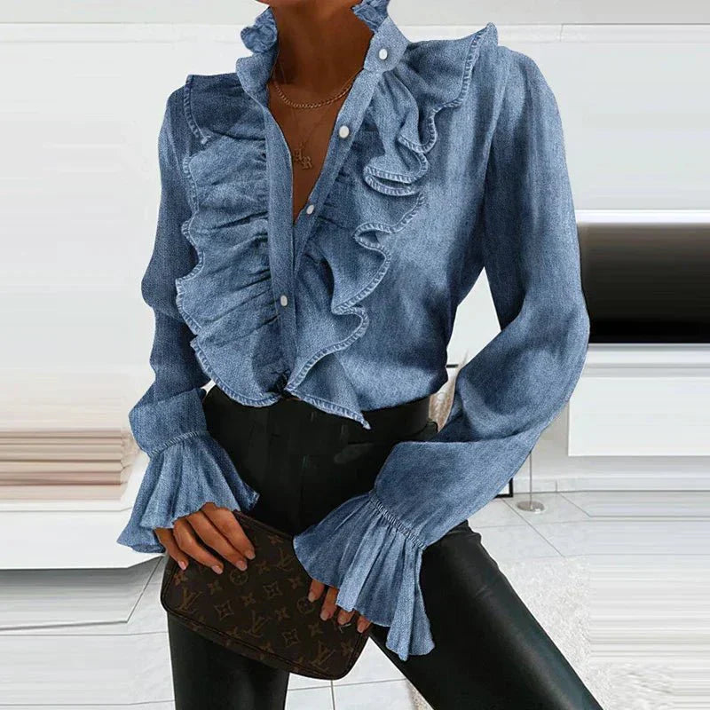 Arti | Blouse en mousseline de soie ruchée tendance pour femmes