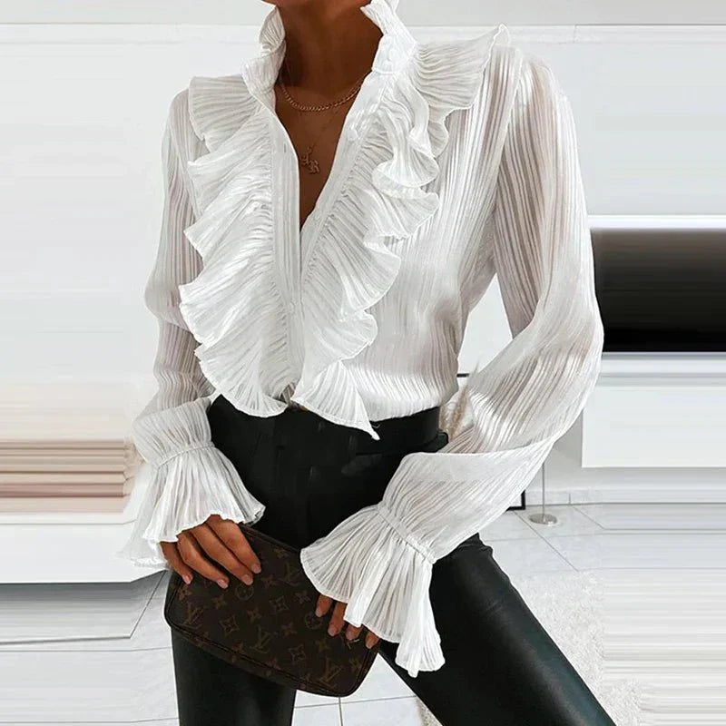 Arti | Blouse en mousseline de soie ruchée tendance pour femmes