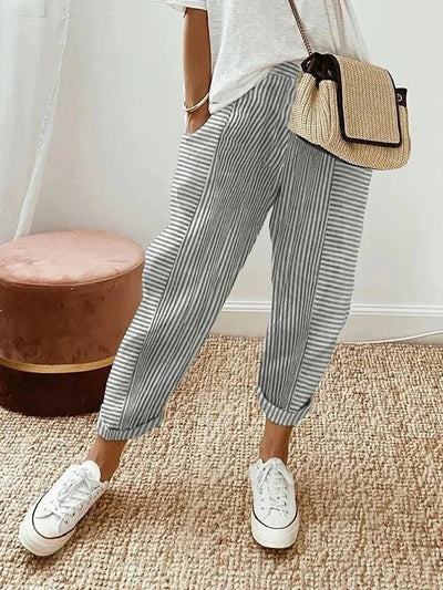 Pantalon Décontracté Rayé pour Femmes