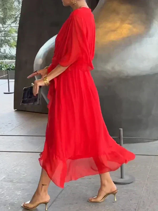 Monica™ - Robe élégante en chiffon de soie avec un séduisant décolleté en V