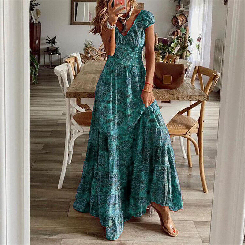 Boutique - Robe Longue Près De La Taille Style Bohème