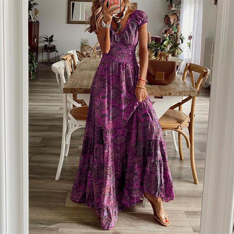 Boutique - Robe Longue Près De La Taille Style Bohème