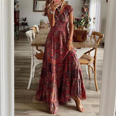 Boutique - Robe Longue Près De La Taille Style Bohème
