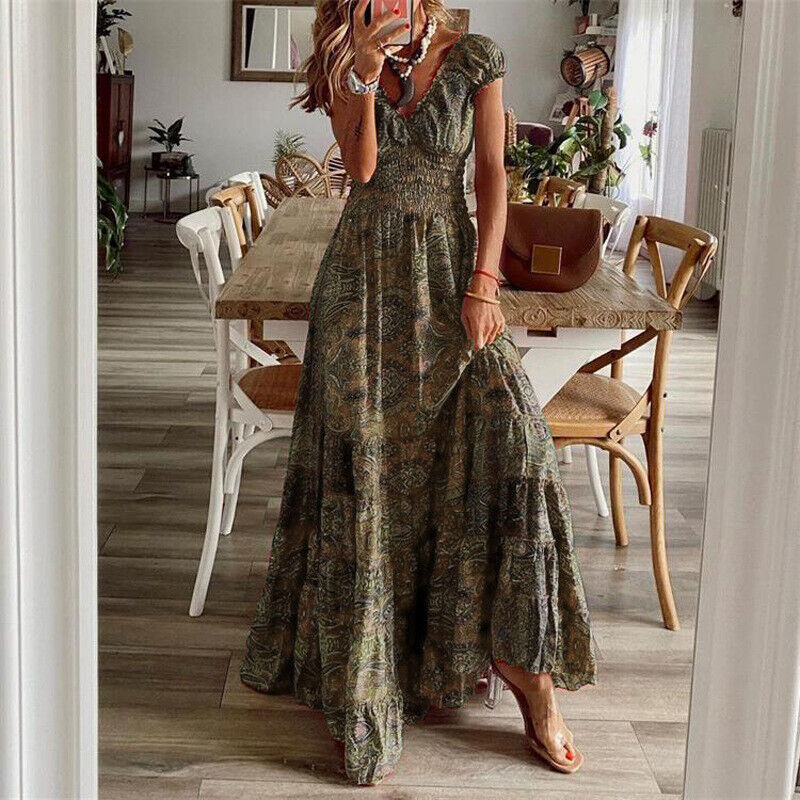 Boutique - Robe Longue Près De La Taille Style Bohème