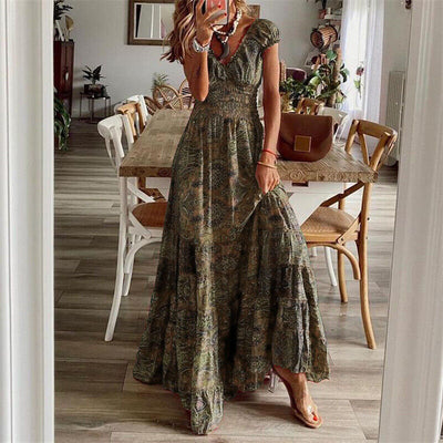 Boutique - Robe Longue Près De La Taille Style Bohème