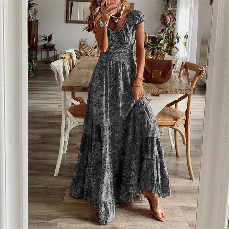 Boutique - Robe Longue Près De La Taille Style Bohème