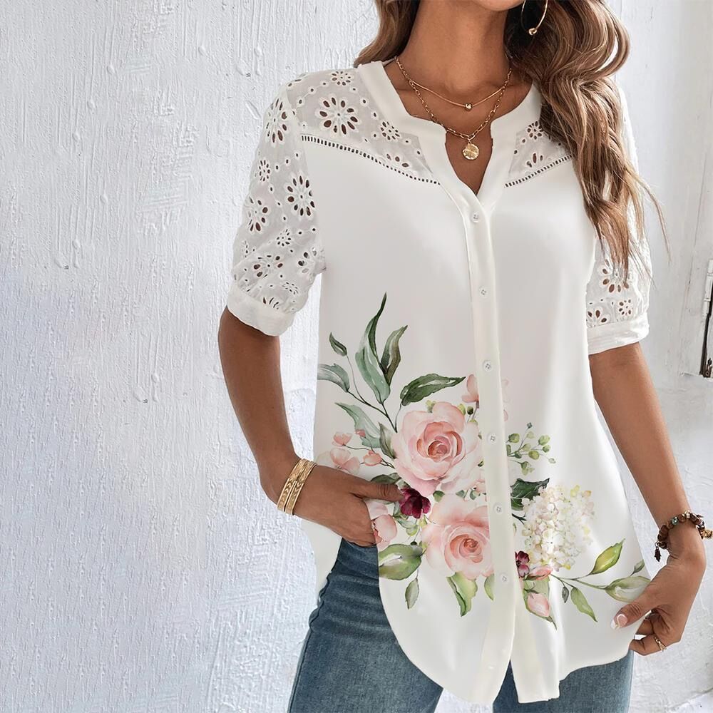Pascale - Blouse Estivale Fluide Avec Finition Élégante